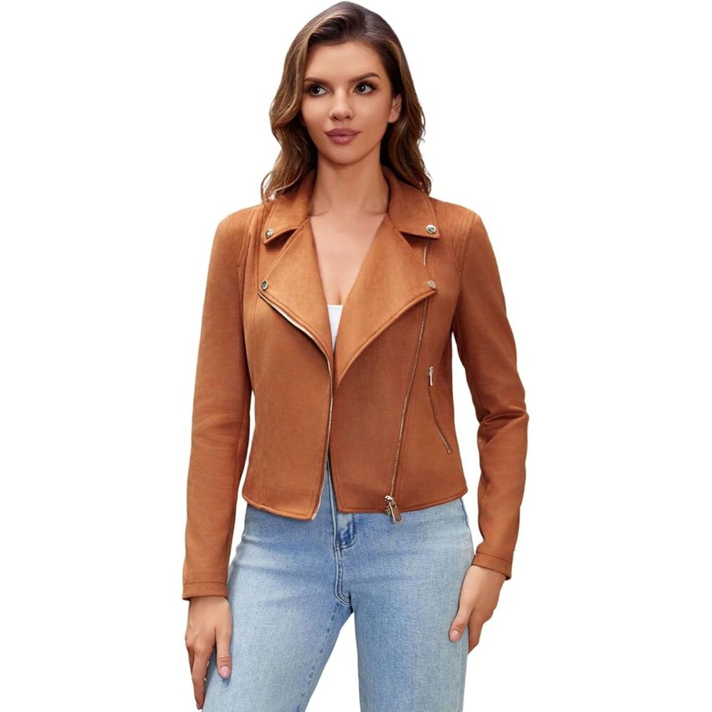DIASHINY Faux Leather Crop Short Coat, M, 15A-130T004